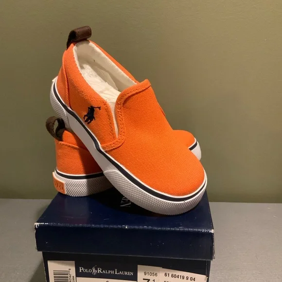 Polo by Ralph Lauren Kids Orange Slip-On Sneakers 7.5 - Picture 2 of 4